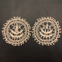 Amazing Handmade Bobbin Lace Medallions - Woman and Man (or Ghost!)