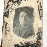 Wonderful c. 1940s Soviet Folk Art Photo Portrait of a Young Soldier