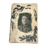 Wonderful c. 1940s Soviet Folk Art Photo Portrait of a Young Soldier