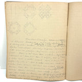Early 20th Century Dutch Notebook with Colored Pencil Darning Diagrams and Notes