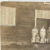 Milking Time, Buckets and Stools and Towels in Hand, Antique Scandinavian Photo