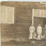 Milking Time, Buckets and Stools and Towels in Hand, Antique Scandinavian Photo
