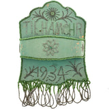 Tie Hamghr, Wonderfully Tender, Naive 1934 Iroquois Beadwork on Silk Hanger