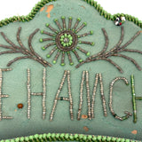 Tie Hamghr, Wonderfully Tender, Naive 1934 Iroquois Beadwork on Silk Hanger