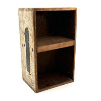 Satisfying Old Jointed, Divided Wooden Crate with Black Stripe