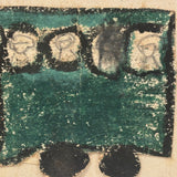 Apple, Butterfly, Clock, Bus (Driver?), Bright and Bold c. 1940s Japanese School Crayon Drawing