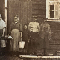 Milking Time, Buckets and Stools and Towels in Hand, Antique Scandinavian Photo