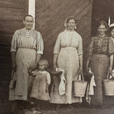 Milking Time, Buckets and Stools and Towels in Hand, Antique Scandinavian Photo