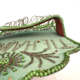 Tie Hamghr, Wonderfully Tender, Naive 1934 Iroquois Beadwork on Silk Hanger