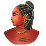 Fabulous c. 1980s Hair Stylist's Sign, Kumasi, Ghana, Painted Plywood