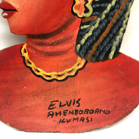 Fabulous c. 1980s Hair Stylist's Sign, Kumasi, Ghana, Painted Plywood