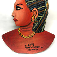 Fabulous c. 1980s Hair Stylist's Sign, Kumasi, Ghana, Painted Plywood
