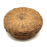 Sweet Little Antique Penobscot Splint Ash and Sweetgrass Basket, Low and Round