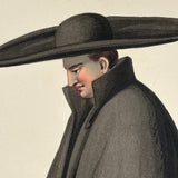 Monaco Jesuita, Jesuit Priest in Traditional Hat and Robe, 19th Century Watercolor on Wove