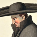 Monaco Jesuita, Jesuit Priest in Traditional Hat and Robe, 19th Century Watercolor on Wove