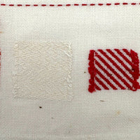C. 1900 Red and White Dutch Darning Sampler, Grid of Nine Darns Plus One