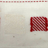 C. 1900 Red and White Dutch Darning Sampler, Grid of Nine Darns Plus One