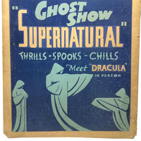 Dwight Damon's SUPERNATURAL Halloween Ghost Show, 1936, Scarce Silkscreen on Board Poster with Excellent Graphics, Poultney, VT