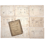 Scarce Coe's New Drawing Cards No. 1, 1858, Partial Set of Nine in Lovely Original Sleeve