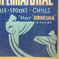 Dwight Damon's SUPERNATURAL Halloween Ghost Show, 1936, Scarce Silkscreen on Board Poster with Excellent Graphics, Poultney, VT