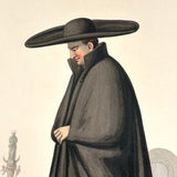 Monaco Jesuita, Jesuit Priest in Traditional Hat and Robe, 19th Century Watercolor on Wove
