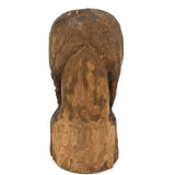 Vintage Carving of Intense Girl with Braids, Presumed Hispaniolan