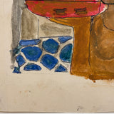 Woman with Bowl of Fruit (After Alfredo Ramos Martinez), Ink, Graphite Watercolor on Paper