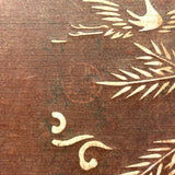 Antique Japanese Katagami Textile Stencil with Cranes, Branches, and Handwritten Notes
