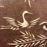 Antique Japanese Katagami Textile Stencil with Cranes, Branches, and Handwritten Notes