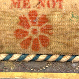 C. 1830 Folk Art Forget me Not Box with Stencil Painted Velvet Top and Fabulous Interior Mirror