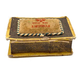 C. 1830 Folk Art Forget me Not Box with Stencil Painted Velvet Top and Fabulous Interior Mirror