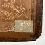 Antique Japanese Katagami Textile Stencil with Cranes, Branches, and Handwritten Notes