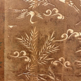 Antique Japanese Katagami Textile Stencil with Cranes, Branches, and Handwritten Notes