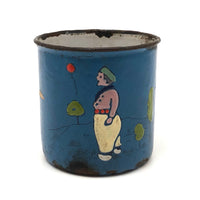 Red Balloon, Much Loved c. 1930s Enamel Painted Tin Child's Cup