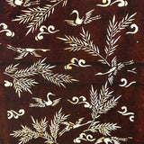 Antique Japanese Katagami Textile Stencil with Cranes, Branches, and Handwritten Notes