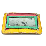 C. 1830 Folk Art Forget me Not Box with Stencil Painted Velvet Top and Fabulous Interior Mirror