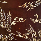 Antique Japanese Katagami Textile Stencil with Cranes, Branches, and Handwritten Notes