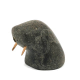 Inuit Walrus Head with Tusks and Nice Vein in Stone (Small Chip)