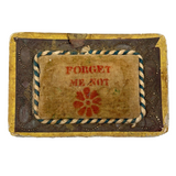 C. 1830 Folk Art Forget me Not Box with Stencil Painted Velvet Top and Fabulous Interior Mirror