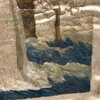 Unfinished But Marvelous, Ultra Naive Early 19th C. Embroidery on Silk (with Water Damage Long Ago)