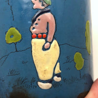Red Balloon, Much Loved c. 1930s Enamel Painted Tin Child's Cup