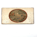 Wonderful Antique Dutch Slide Lid Crayon Holder with Folk Art Watercolor