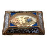 Mid 19th Century Glass Cased Forget Me Not with Silk Flowers (Flowers Untethered)