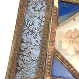 Mid 19th Century Glass Cased Forget Me Not with Silk Flowers (Flowers Untethered)