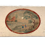 Wonderful Antique Dutch Slide Lid Crayon Holder with Folk Art Watercolor
