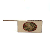 Wonderful Antique Dutch Slide Lid Crayon Holder with Folk Art Watercolor