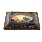 Mid 19th Century Glass Cased Forget Me Not with Silk Flowers (Flowers Untethered)