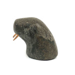 Inuit Walrus Head with Tusks and Nice Vein in Stone (Small Chip)