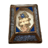 Mid 19th Century Glass Cased Forget Me Not with Silk Flowers (Flowers Untethered)