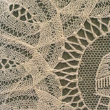 Woman with Lace Making Pillow, Self-Referential Antique Bobbin Lace Doily in Original Frame